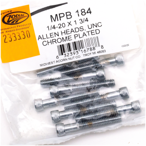 CHROME PLATED ALLEN HEAD SCREWS ASSORTMENT (1) 10pck Chrome allen screws 1/4-20x1-3/4