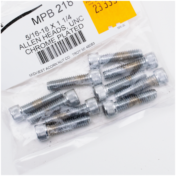 CHROME PLATED ALLEN HEAD SCREWS ASSORTMENT (1) 10pck Chrome allen screws 5/16-18x1-
