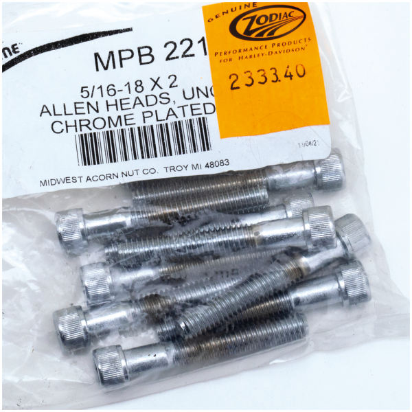 CHROME PLATED ALLEN HEAD SCREWS ASSORTMENT (1) 10pck Chrome allen screws 5/16-18x2