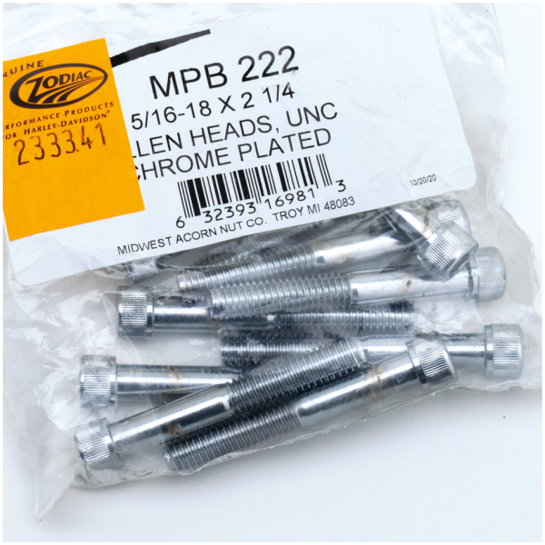 CHROME PLATED ALLEN HEAD SCREWS ASSORTMENT (1) 10pck Chrome allen screws 5/16-18x2-1/4"