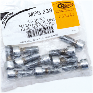 CHROME PLATED ALLEN HEAD SCREWS ASSORTMENT (1) 10pck Chrome allen screws 3/8-16x1