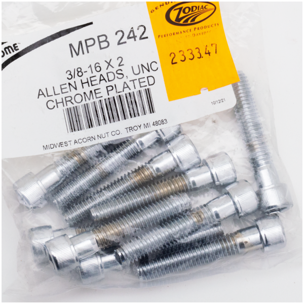 CHROME PLATED ALLEN HEAD SCREWS ASSORTMENT (1) 10pck Chrome allen screws 3/8-16x2