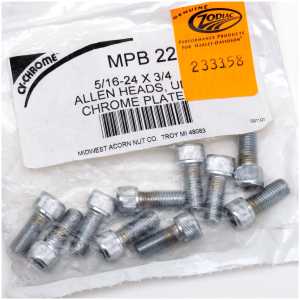 CHROME PLATED ALLEN HEAD SCREWS ASSORTMENT (1) 10pck Chrome allen screws 5/16-24x3/