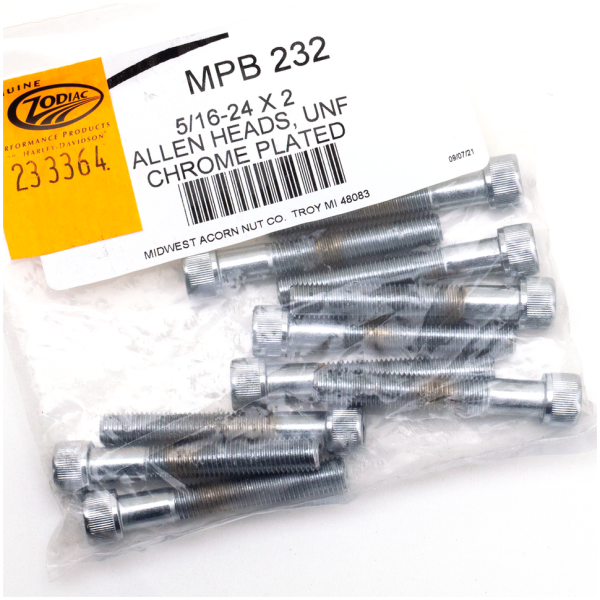 CHROME PLATED ALLEN HEAD SCREWS ASSORTMENT (1) 10pck Chrome allen screws 5/16-24x2