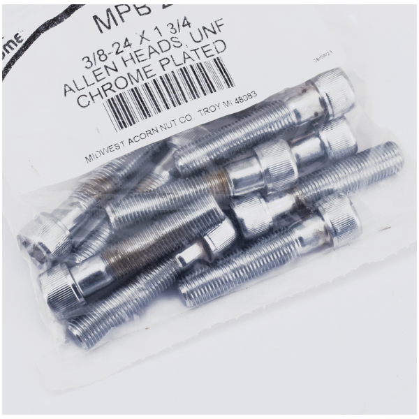 CHROME PLATED ALLEN HEAD SCREWS ASSORTMENT (1) 10pck Chrome allen screws 3/8-24x1.750