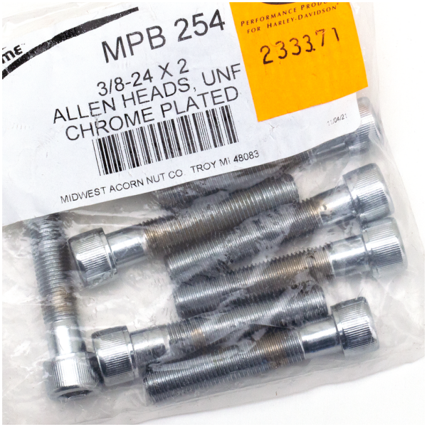 CHROME PLATED ALLEN HEAD SCREWS ASSORTMENT (1) 10pck Chrome allen screws 3/8-24x2