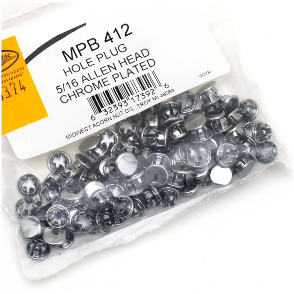 ASSORTMENT TRAY ALLEN HOLE PLUGS 100pck Allen hole plugs 5/16 chrome
