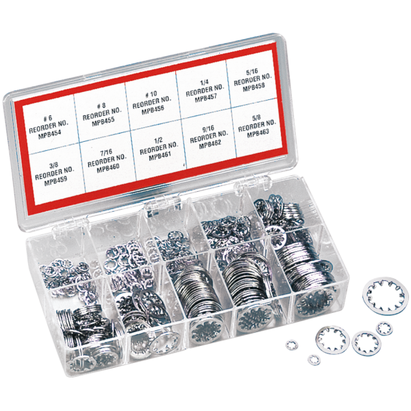 INTERNAL LOCK WASHERS ASSORTMENT Assort. tray chrome plated int. lockwash