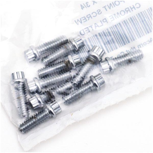 CHROME PLATED 12 POINT BOLT ASSORTMENT TRAY 10pck 12-point bolts,1/4-20 x 3/4", UNC