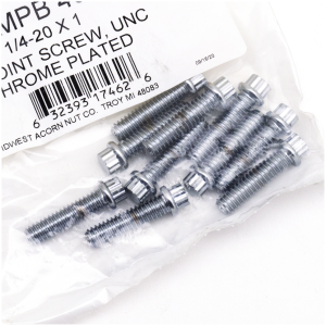 CHROME PLATED 12 POINT BOLT ASSORTMENT TRAY 10pck 12-point bolts,1/4-20 x 1", UNC