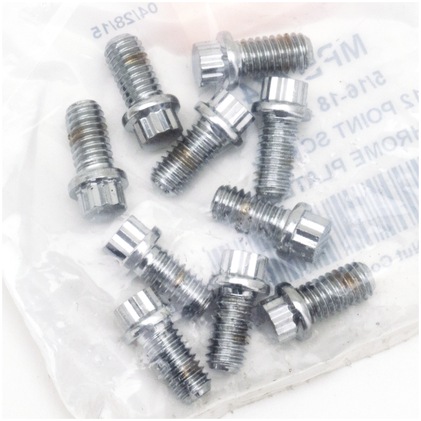 CHROME PLATED 12 POINT BOLT ASSORTMENT TRAY 10pck 12-point bolts,5/16-18 x 5/8",