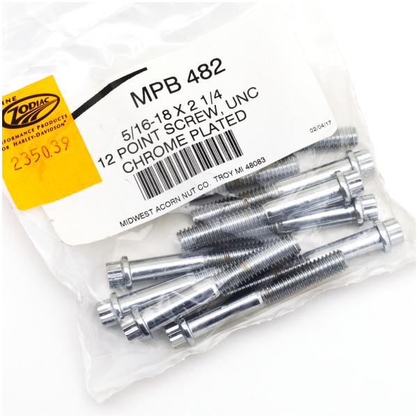 CHROME PLATED 12 POINT BOLT ASSORTMENT TRAY 10pck 12-point bolts,5/16-18 x 2 1/4"