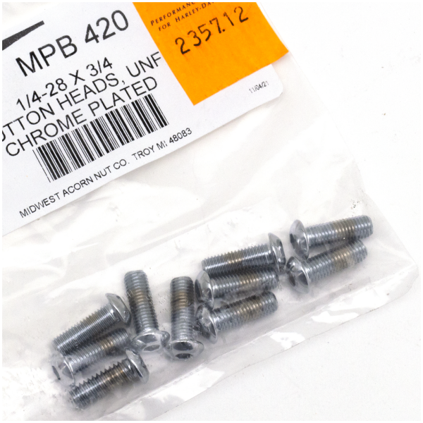 CHROME PLATED BUTTON HEAD ALLEN SCREWS ASSORTMENT 10pck Button head screws 1/4-28x3/4 UNF