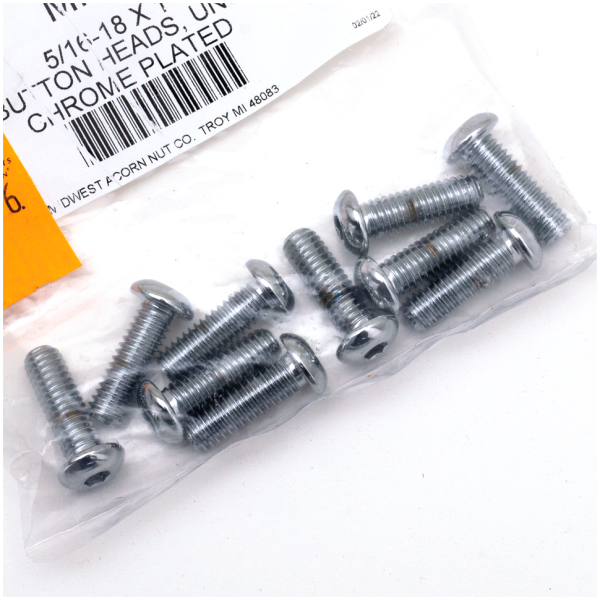 CHROME PLATED BUTTON HEAD ALLEN SCREWS ASSORTMENT 10pck Button head screws 5/16-18x1 UNC