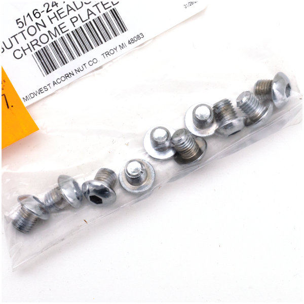 CHROME PLATED BUTTON HEAD ALLEN SCREWS ASSORTMENT 10pck Button head screws 5/16-24x3/8 UNF