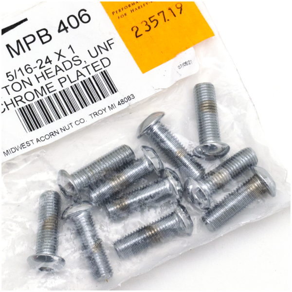 CHROME PLATED BUTTON HEAD ALLEN SCREWS ASSORTMENT 10pck Button head screws 5/16-24x1 UNF