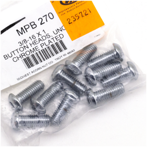 CHROME PLATED BUTTON HEAD ALLEN SCREWS ASSORTMENT 10pck Buttonhead screws 3/8-16x1 UNC