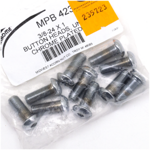 CHROME PLATED BUTTON HEAD ALLEN SCREWS ASSORTMENT 10pck Button head screws 3/8-24x1 UNF
