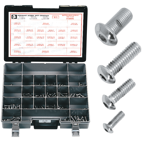 CHROME PLATED BUTTON HEAD ALLEN SCREWS ASSORTMENT Button head Allen screws assortment box
