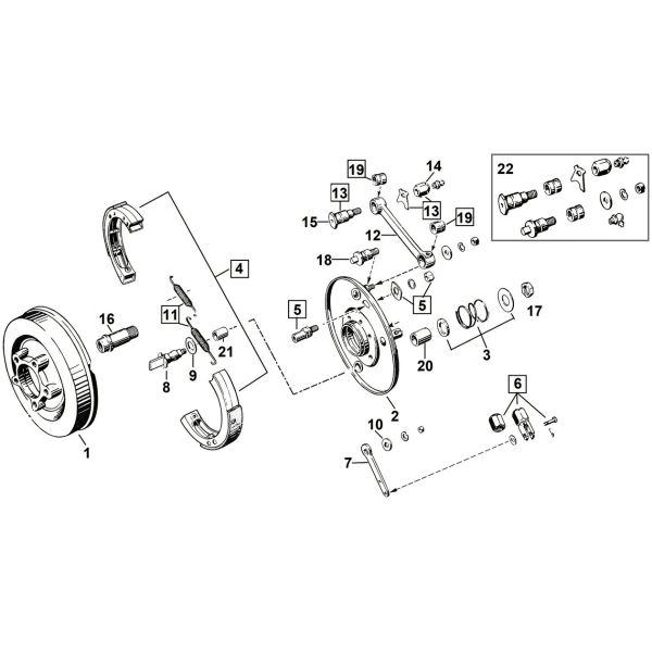 FRONT BRAKE 45CI MODELS bushing, brake shackle, set of 2, all sh