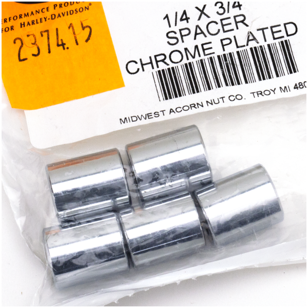 5pck Spacers 1/4"Ix5/8"Ox3/4"L chrome
