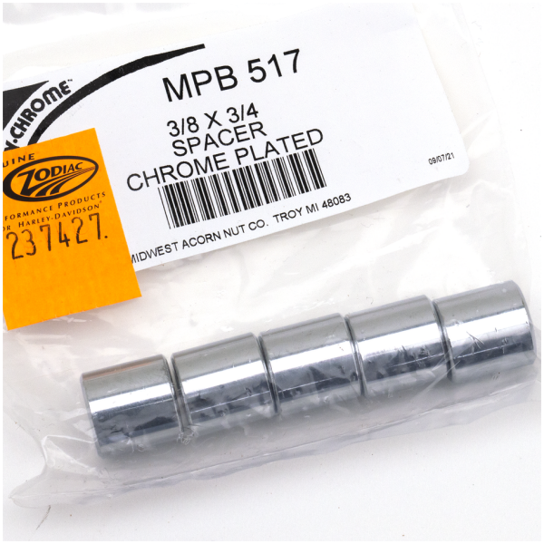 5pck Spacers 3/8"Ix3/4"Ox3/4"L chrome
