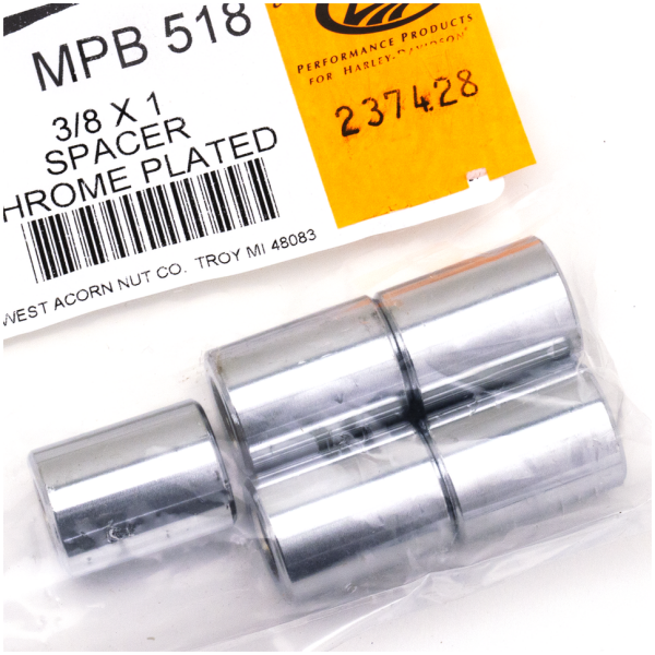 5pck Spacers 3/8"Ix3/4"Ox1"L chrome