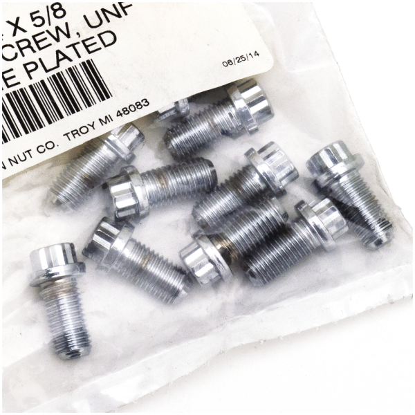 CHROME PLATED 12 POINT BOLT ASSORTMENT TRAY 10pck 12-point screw 5/16-24x5/8", UNF