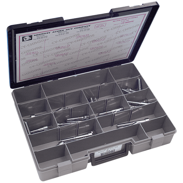 CHROME PLATED 7/16'' UNC ALLEN HEAD SCREW ASSORTMENT Ass.Tray Chr.Allen head screws 7/16" UNC