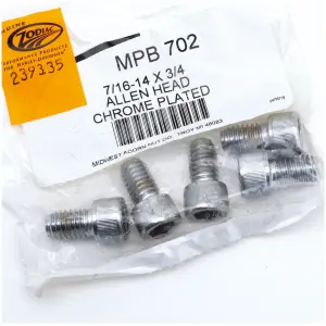 CHROME PLATED 7/16'' UNC ALLEN HEAD SCREW ASSORTMENT 5pck Chr.Allen head screws 7/16-14x3/4"