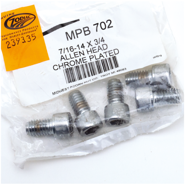 CHROME PLATED 7/16'' UNC ALLEN HEAD SCREW ASSORTMENT 5pck Chr.Allen head screws 7/16-14x3/4"