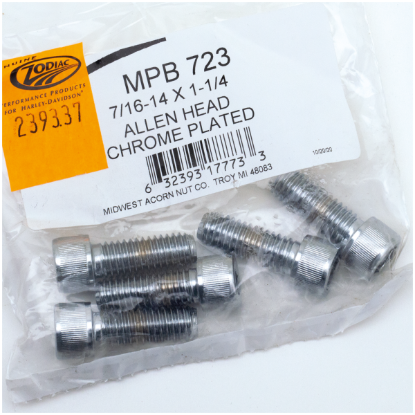 CHROME PLATED 7/16'' UNC ALLEN HEAD SCREW ASSORTMENT 5pck Chr.Allen head screws 7/16-14x1.25"