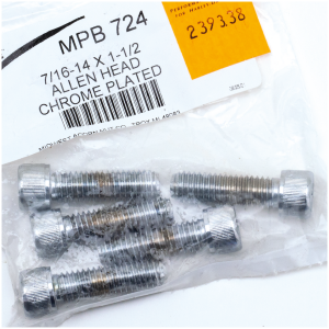 CHROME PLATED 7/16'' UNC ALLEN HEAD SCREW ASSORTMENT 5pck Chr.Allen head screws 7/16-14x1.5"