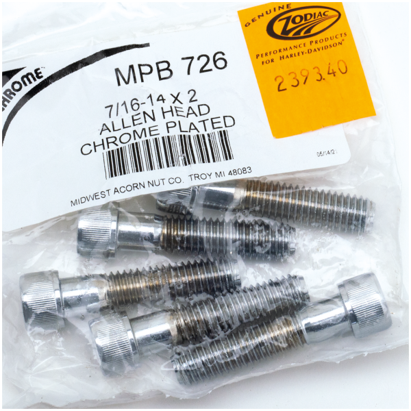 CHROME PLATED 7/16'' UNC ALLEN HEAD SCREW ASSORTMENT 5pck Chr.Allen head screws 7/16-14x2"