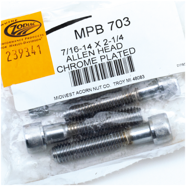 CHROME PLATED 7/16'' UNC ALLEN HEAD SCREW ASSORTMENT 5pck Chr.Allen head screws 7/16-14x2.25"