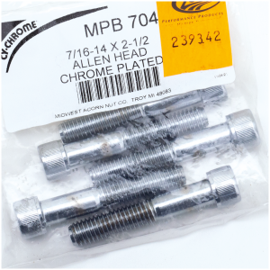 CHROME PLATED 7/16'' UNC ALLEN HEAD SCREW ASSORTMENT 5pck Chr.Allen head screws 7/16-14x2.5"
