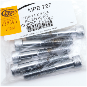 CHROME PLATED 7/16'' UNC ALLEN HEAD SCREW ASSORTMENT 5pck Chr.Allen head screws 7/16-14x2.75"