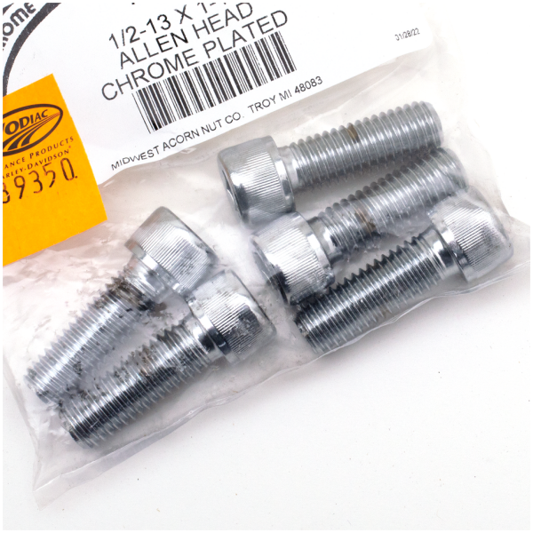 CHROME PLATED 1/2'' UNC ALLEN HEAD SCREW ASSORTMENT 5pck Chrome Allen screws 1/2-13x1 1/2"
