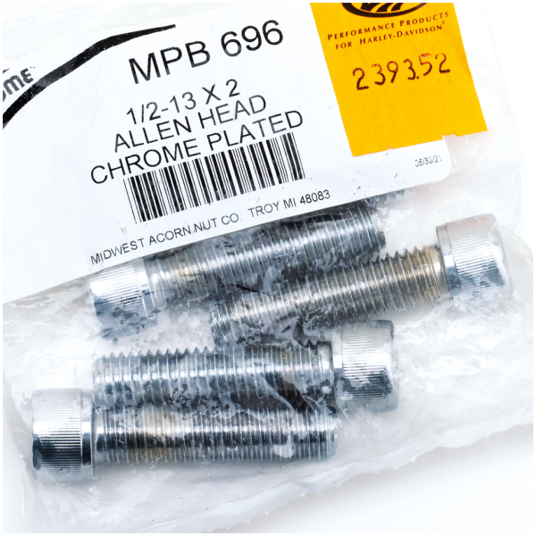 CHROME PLATED 1/2'' UNC ALLEN HEAD SCREW ASSORTMENT 5pck Chrome Allen screws 1/2-13x2"