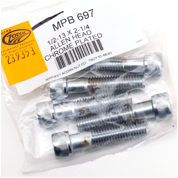 CHROME PLATED 1/2'' UNC ALLEN HEAD SCREW ASSORTMENT 5pck Chrome Allen screws 1/2-13x2 1/4"