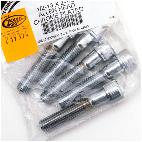 CHROME PLATED 1/2'' UNC ALLEN HEAD SCREW ASSORTMENT 5pck Chrome Allen screws 1/2-13x2 1/2"
