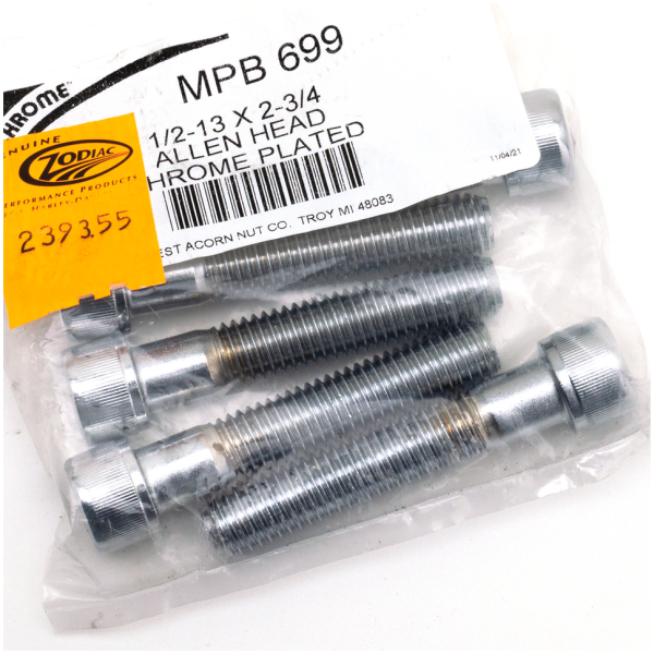 CHROME PLATED 1/2'' UNC ALLEN HEAD SCREW ASSORTMENT 5pck Chrome Allen screws 1/2-13x2 3/4"