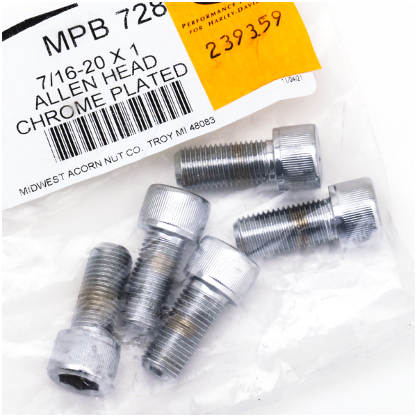 CHROME PLATED UNF ALLEN HEAD SCREWS ASSORTMENT TRAY 5pck Chrome Allen screws 7/16-20x1"