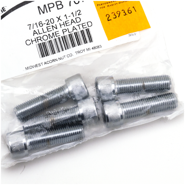 CHROME PLATED UNF ALLEN HEAD SCREWS ASSORTMENT TRAY 5pck Chrome Allen screws 7/16-20x1 1/2"