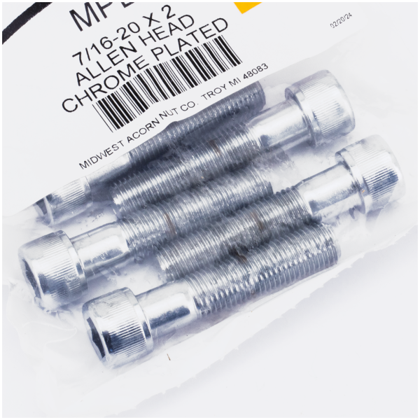 CHROME PLATED UNF ALLEN HEAD SCREWS ASSORTMENT TRAY 5pck Chrome Allen screws 7/16-20x2"