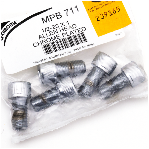 CHROME PLATED UNF ALLEN HEAD SCREWS ASSORTMENT TRAY 5pck Chrome Allen screws 1/2-20x1"