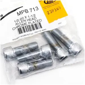 CHROME PLATED UNF ALLEN HEAD SCREWS ASSORTMENT TRAY 5pck Chrome Allen screws 1/2-20x1 1/2"