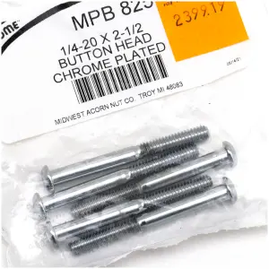 ASSORTMENT TRAY OF CHROME PLATED LARGER BUTTON HEAD ALLEN SCREWS 5pck Button head screws 1/4-20x2 1/2"