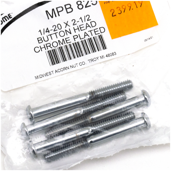 ASSORTMENT TRAY OF CHROME PLATED LARGER BUTTON HEAD ALLEN SCREWS 5pck Button head screws 1/4-20x2 1/2"