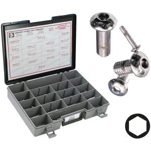 ASSORTMENT TRAY OF CHROME PLATED LARGER BUTTON HEAD ALLEN SCREWS 5pck Button head screws 3/8-16x3"